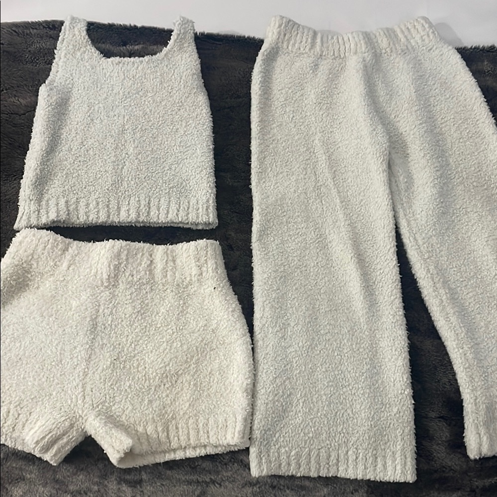 Skims Cozy White Knit Lounge Set